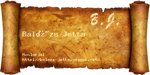 Balázs Jetta névjegykártya